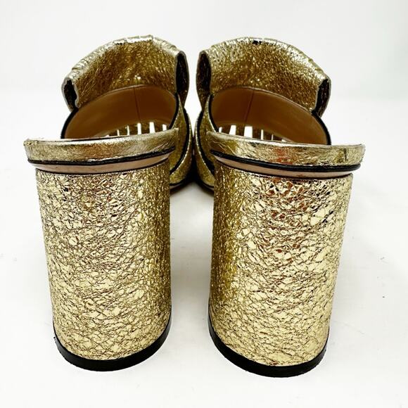 Gucci Marmont GG Mules Gold Leather Sandals - Picture 4 of 11
